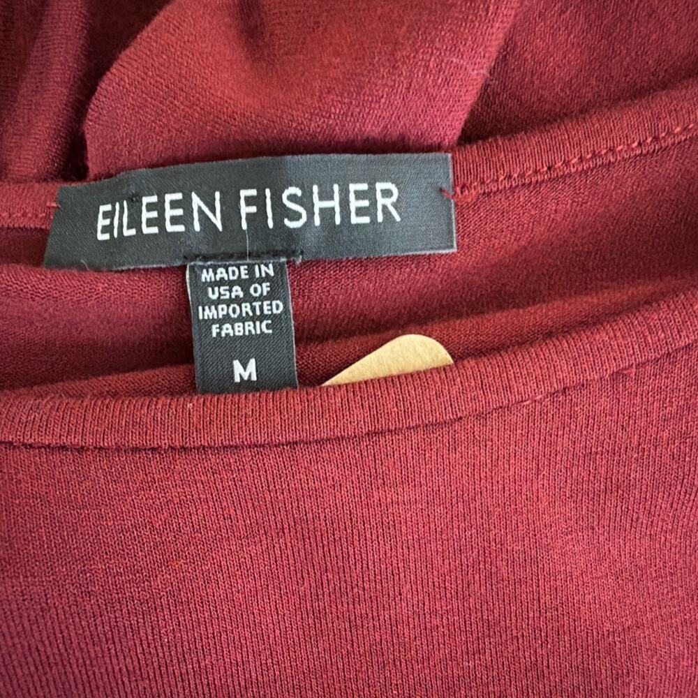 Eileen Fisher Maroon 3/4 Sleeve Scoop Neck Balloon Dress #1264 Size M - Picture 5 of 5